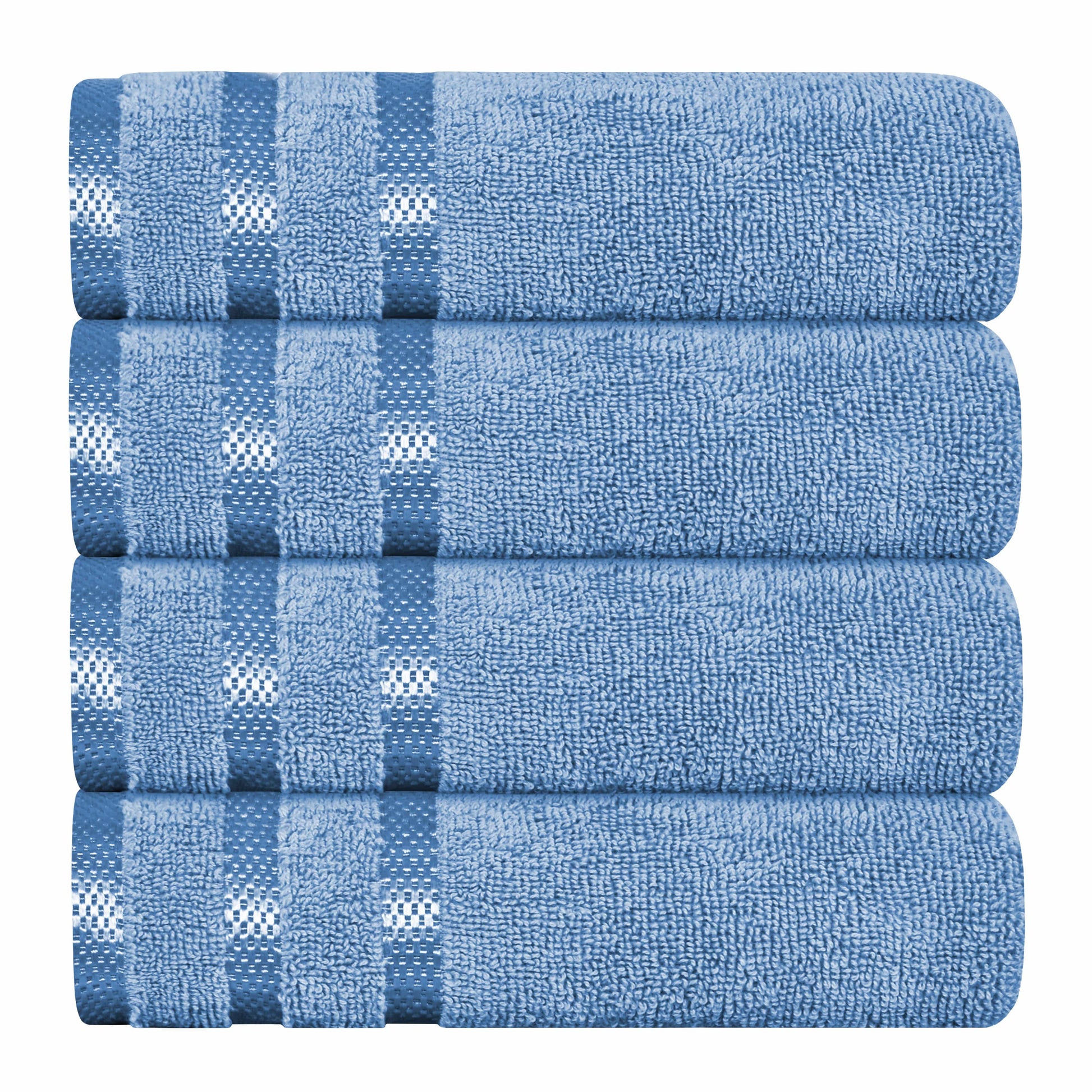 Belmont Viscose Stripe Blue Towels 100% Cotton Hotel Quality Super Absorbent 10 Piece Bale Set 4 Hand Towel & 12 Face