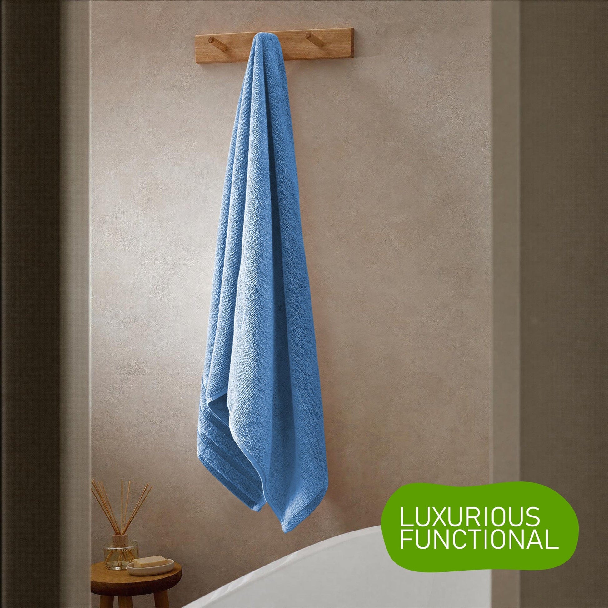 Belmont Viscose Stripe Blue Towels 100% Cotton Hotel Quality Super Absorbent 10 Piece Bale Set 4 Hand Towel & 12 Face