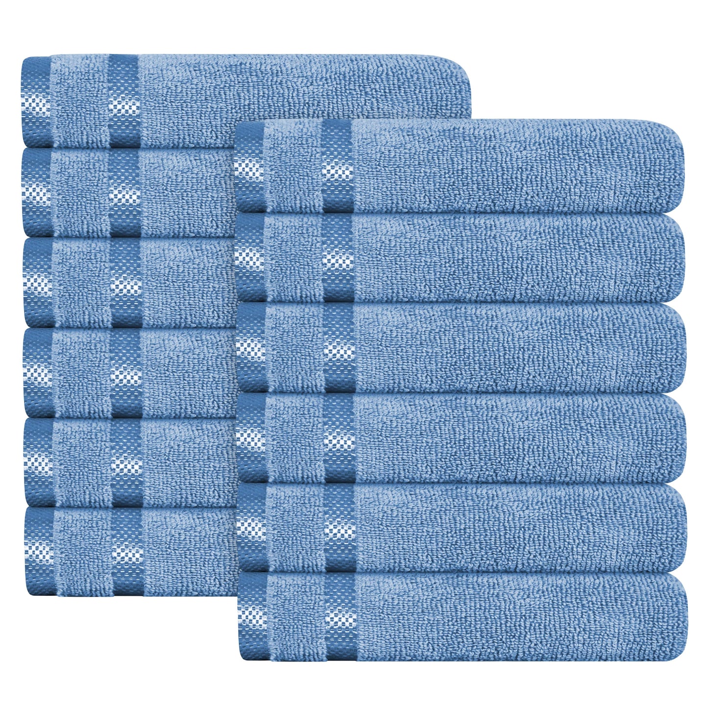 Belmont Viscose Stripe Blue Towels 100% Cotton Hotel Quality Super Absorbent 10 Piece Bale Set 4 Hand Towel & 12 Face