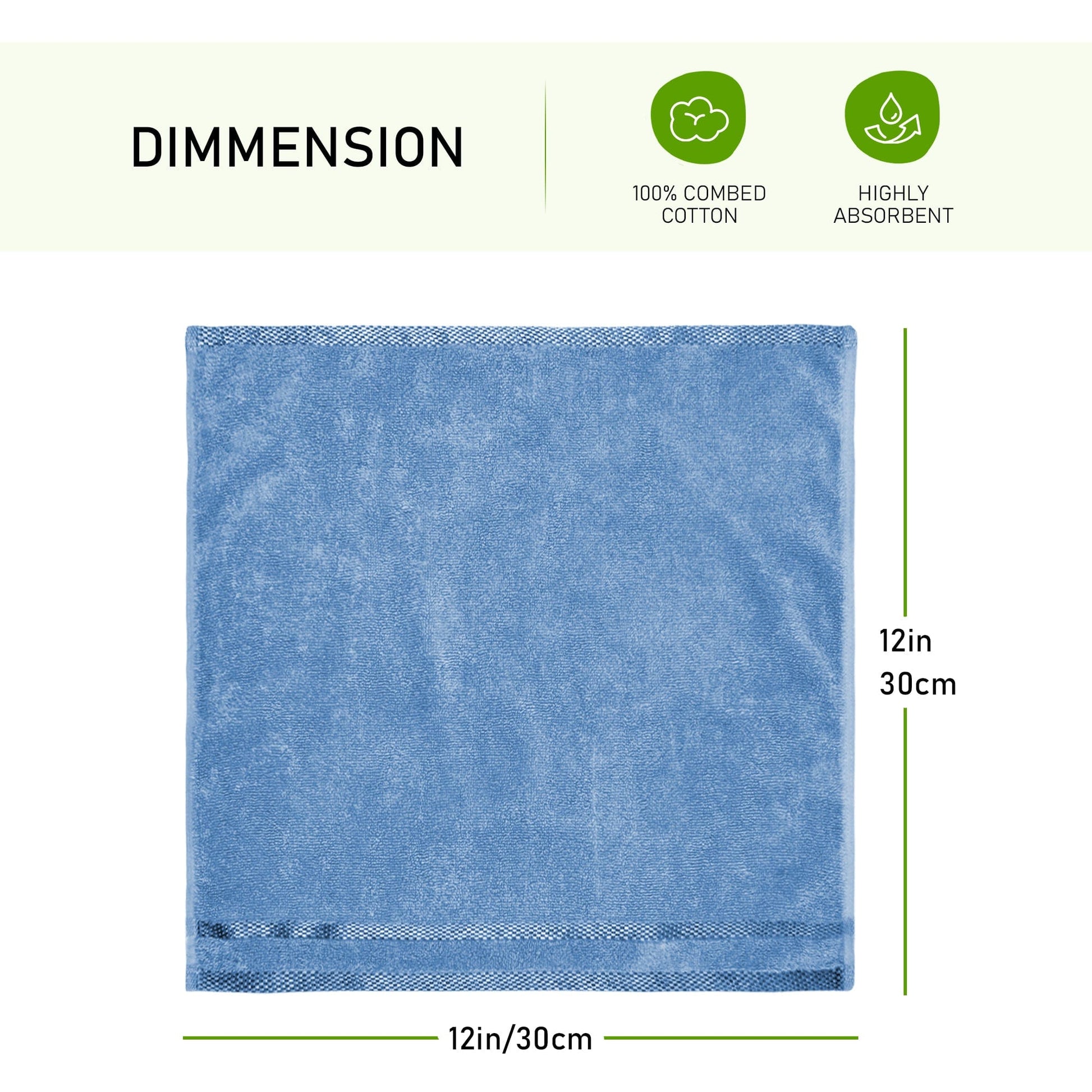 Belmont Viscose Stripe Blue Towels 100% Cotton Hotel Quality Super Absorbent 10 Piece Bale Set 4 Hand Towel & 12 Face