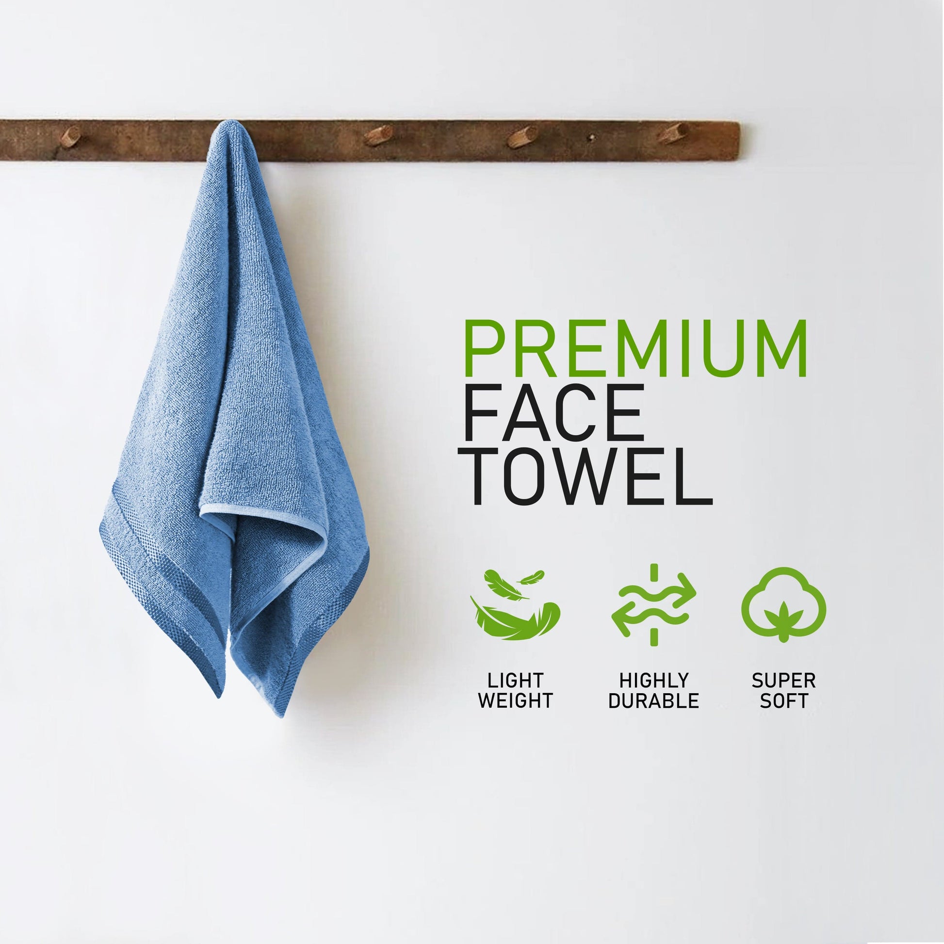 Belmont Viscose Stripe Blue Towels 100% Cotton Hotel Quality Super Absorbent 10 Piece Bale Set 4 Hand Towel & 12 Face