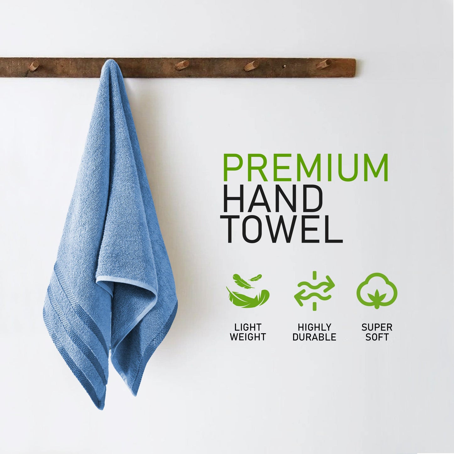 Belmont Viscose Stripe Blue Towels 100% Cotton Hotel Quality Super Absorbent 10 Piece Bale Set 4 Hand Towel & 12 Face