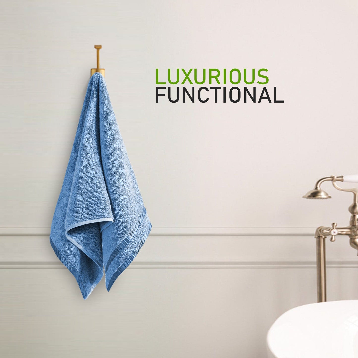 Belmont Viscose Stripe Blue Towels 100% Cotton Hotel Quality Super Absorbent 10 Piece Bale Set 4 Hand Towel & 12 Face