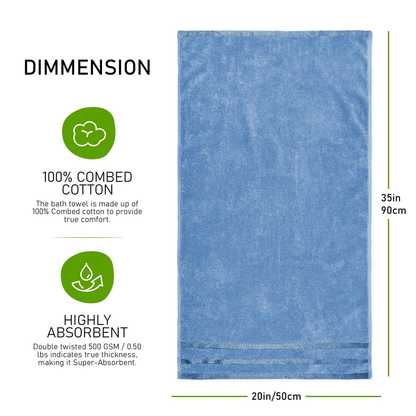 Belmont Viscose Stripe Blue Towels 100% Cotton Hotel Quality Super Absorbent 10 Piece Bale Set 4 Hand Towel & 12 Face