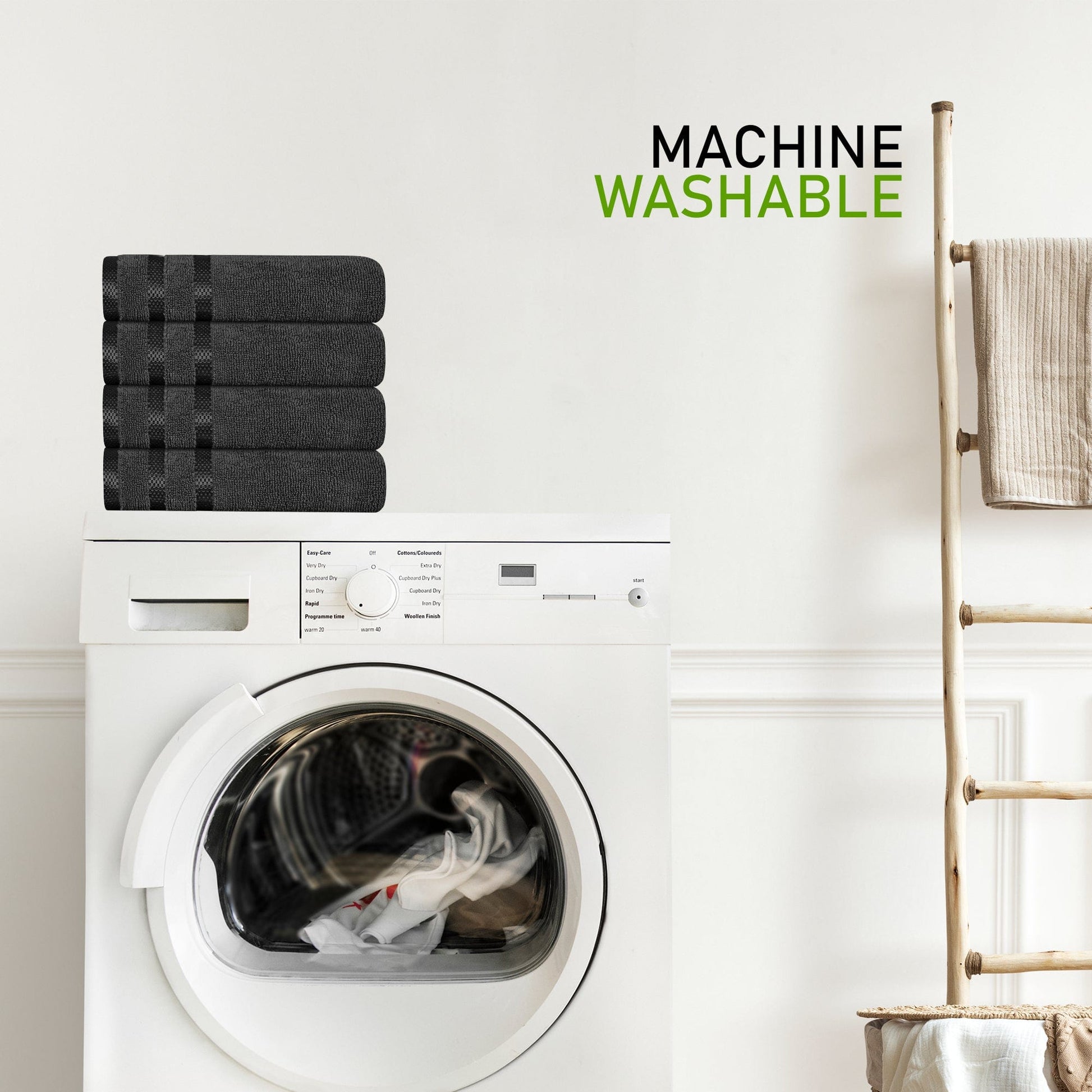 Belmont Viscose Stripe Grey Towels 100% Cotton Hotel Quality Super Absorbent 10 Piece Bale Set 4 Hand Towel & 12 Face