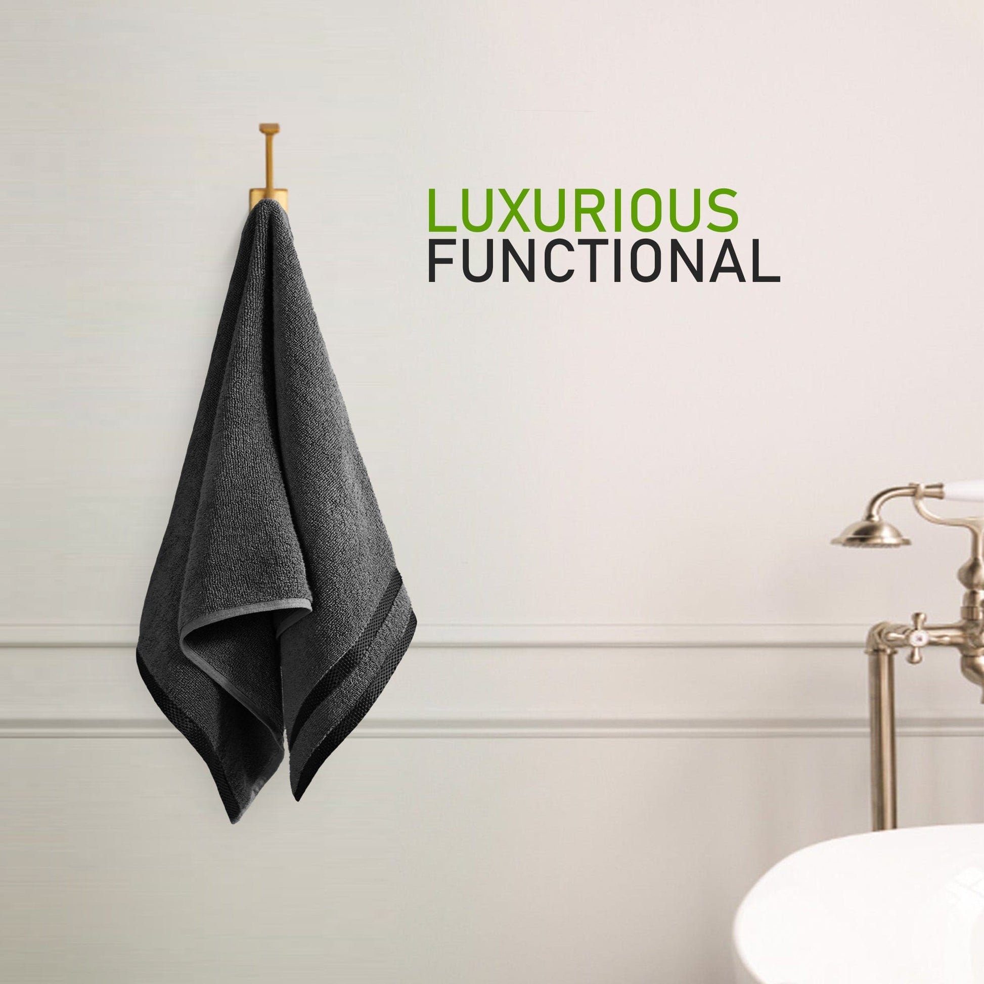 Belmont Viscose Stripe Grey Towels 100% Cotton Hotel Quality Super Absorbent 10 Piece Bale Set 4 Hand Towel & 12 Face