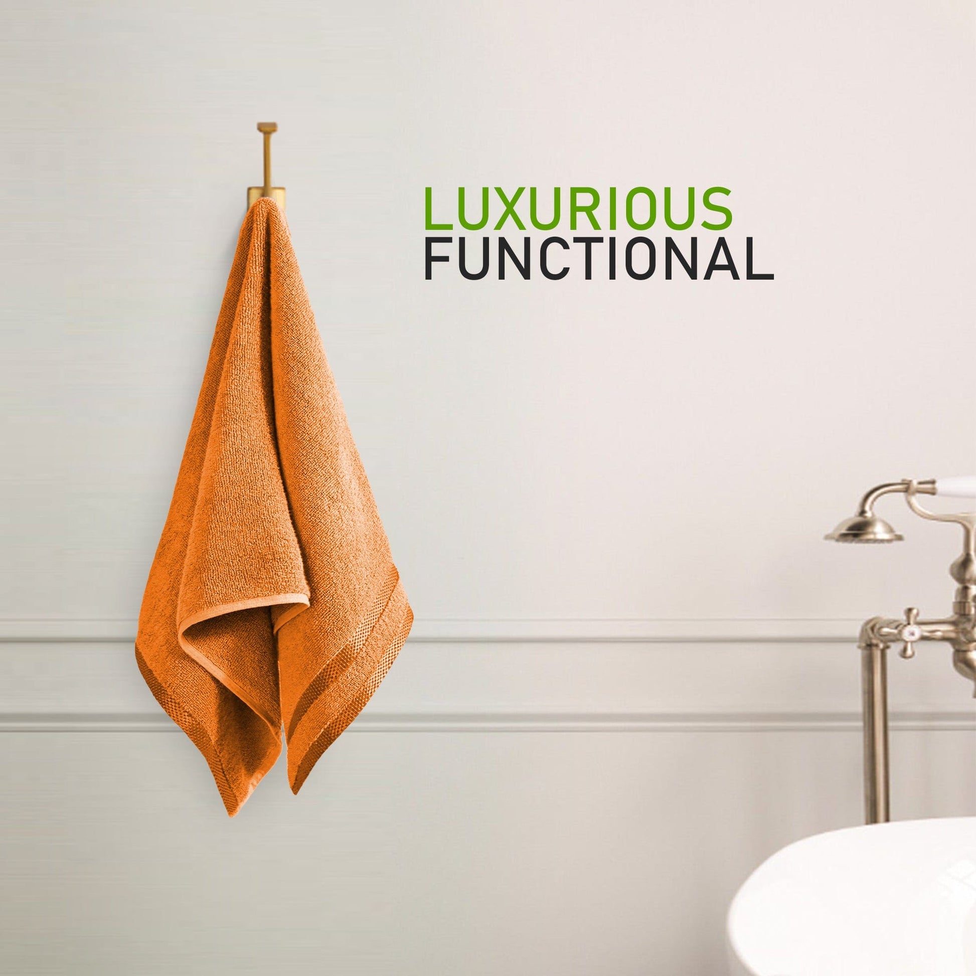 Belmont Viscose Stripe Orange Towels 100% Cotton Hotel Quality Super Absorbent 10 Piece Bale Set 4 Hand Towel & 12 Face