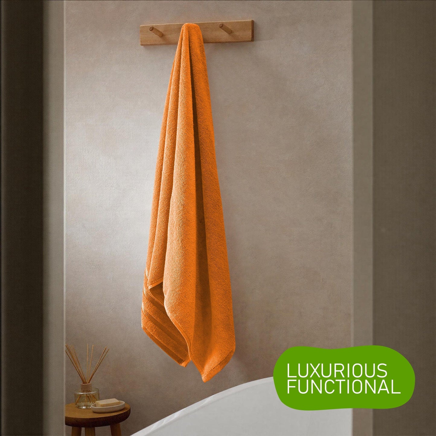 Belmont Viscose Stripe Orange Towels 100% Cotton Hotel Quality Super Absorbent 10 Piece Bale Set 4 Hand Towel & 12 Face