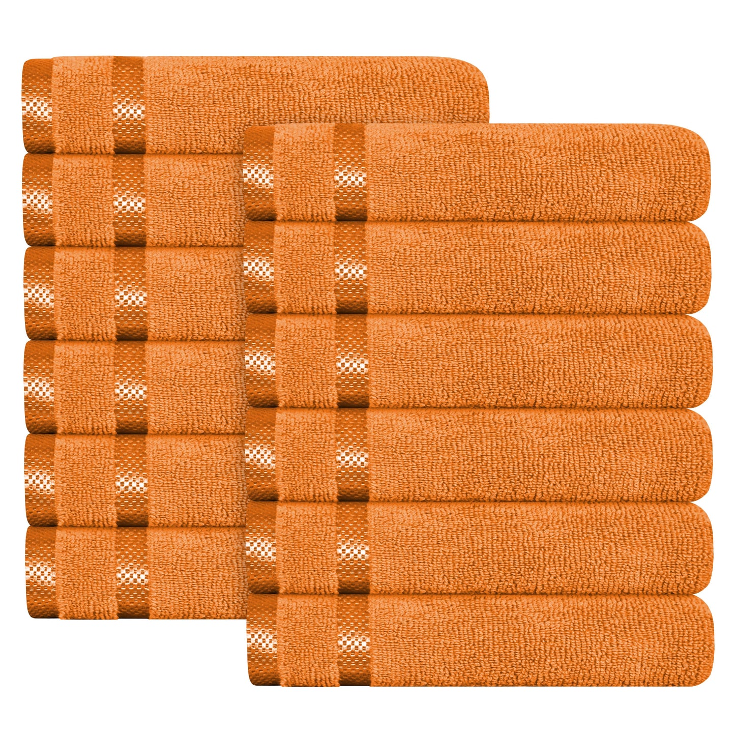 Belmont Viscose Stripe Orange Towels 100% Cotton Hotel Quality Super Absorbent 10 Piece Bale Set 4 Hand Towel & 12 Face