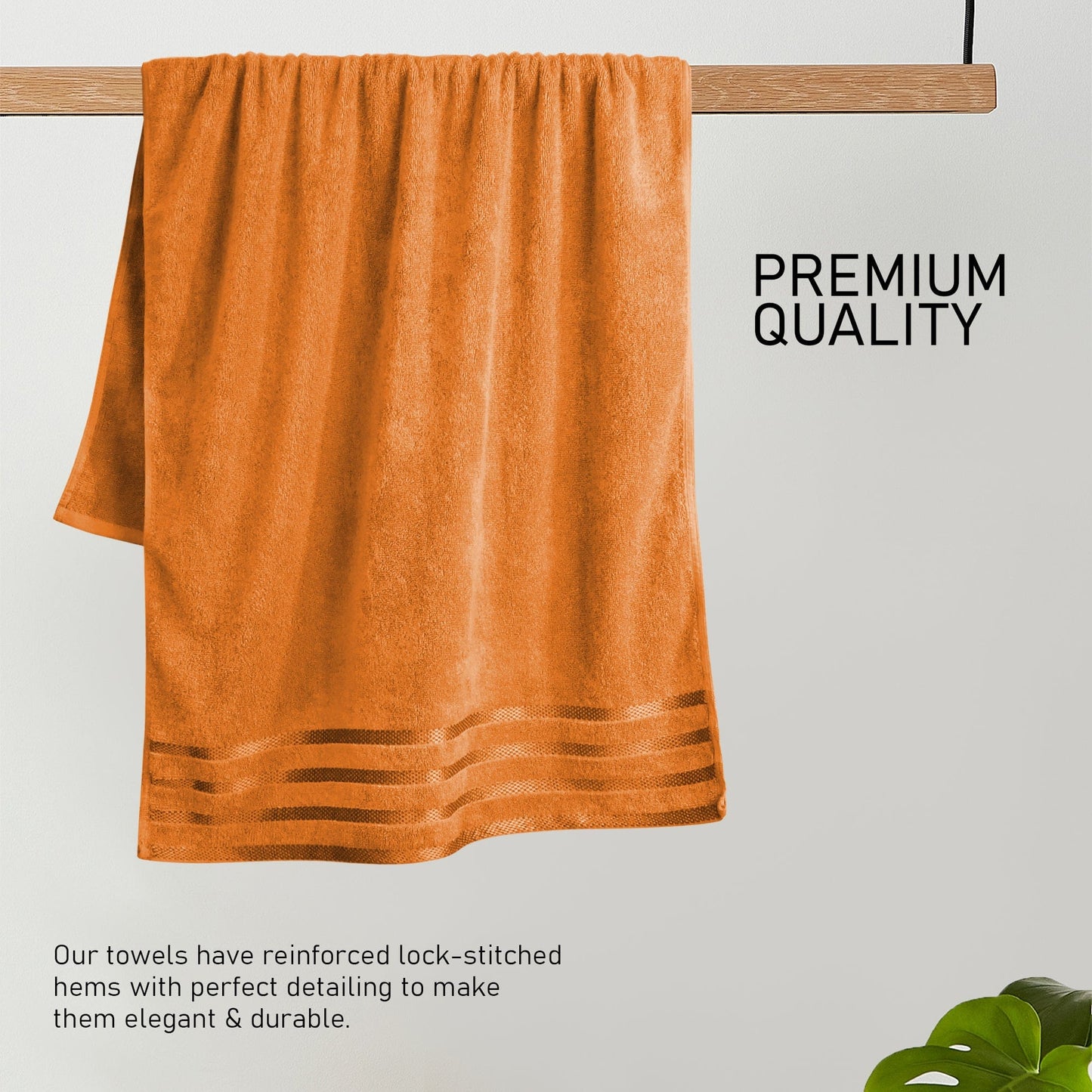 Belmont Viscose Stripe Orange Towels 100% Cotton Hotel Quality Super Absorbent 10 Piece Bale Set 4 Hand Towel & 12 Face