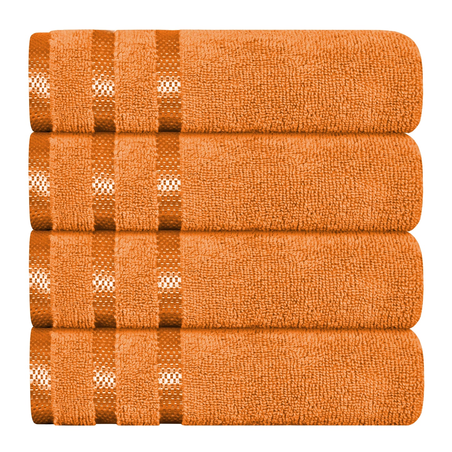 Belmont Viscose Stripe Orange Towels 100% Cotton Hotel Quality Super Absorbent 10 Piece Bale Set 4 Hand Towel & 12 Face