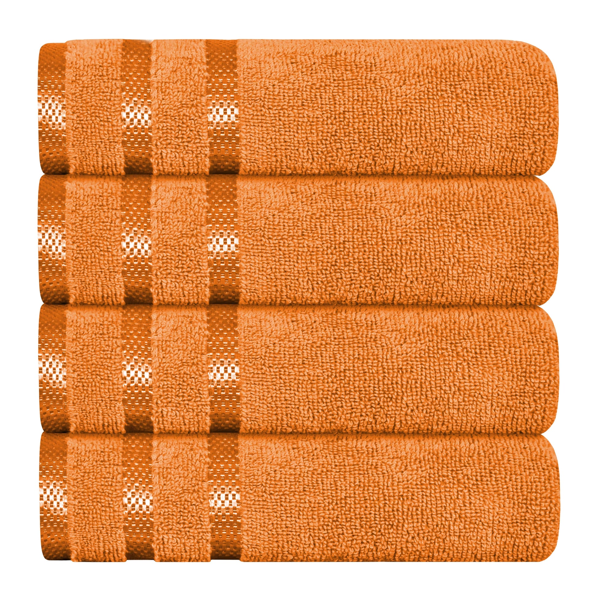 Belmont Viscose Stripe Orange Towels 100% Cotton Hotel Quality Super Absorbent 10 Piece Bale Set 4 Hand Towel & 12 Face