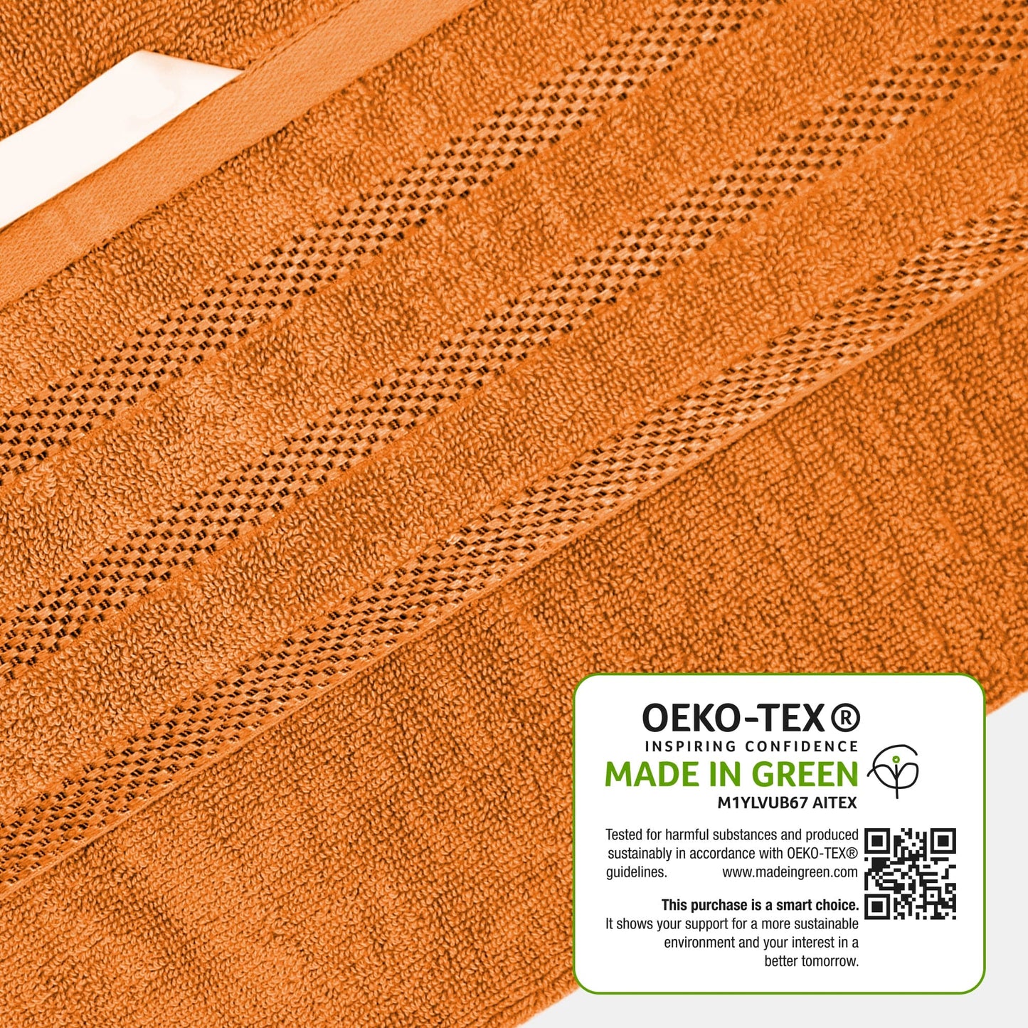 Belmont Viscose Stripe Orange Towels 100% Cotton Hotel Quality Super Absorbent 10 Piece Bale Set 4 Hand Towel & 12 Face