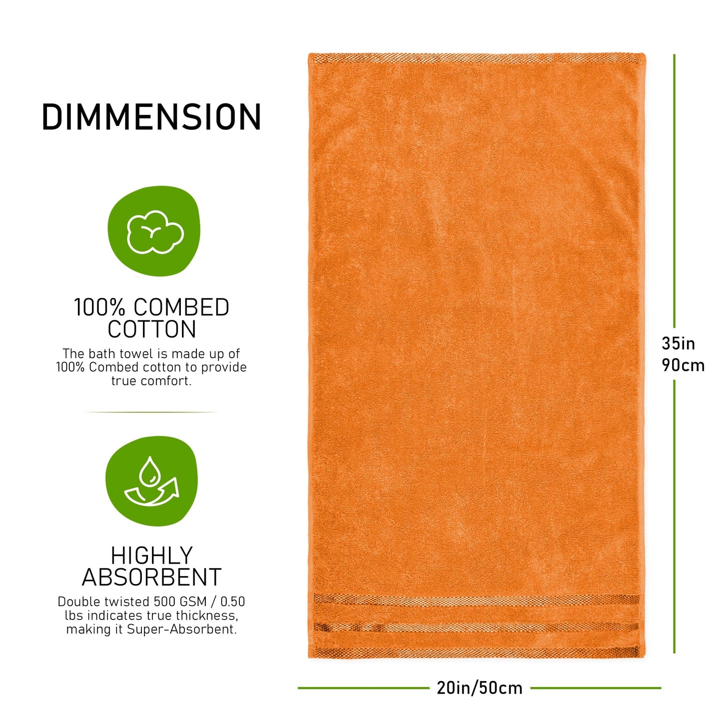 Belmont Viscose Stripe Orange Towels 100% Cotton Hotel Quality Super Absorbent 10 Piece Bale Set 4 Hand Towel & 12 Face