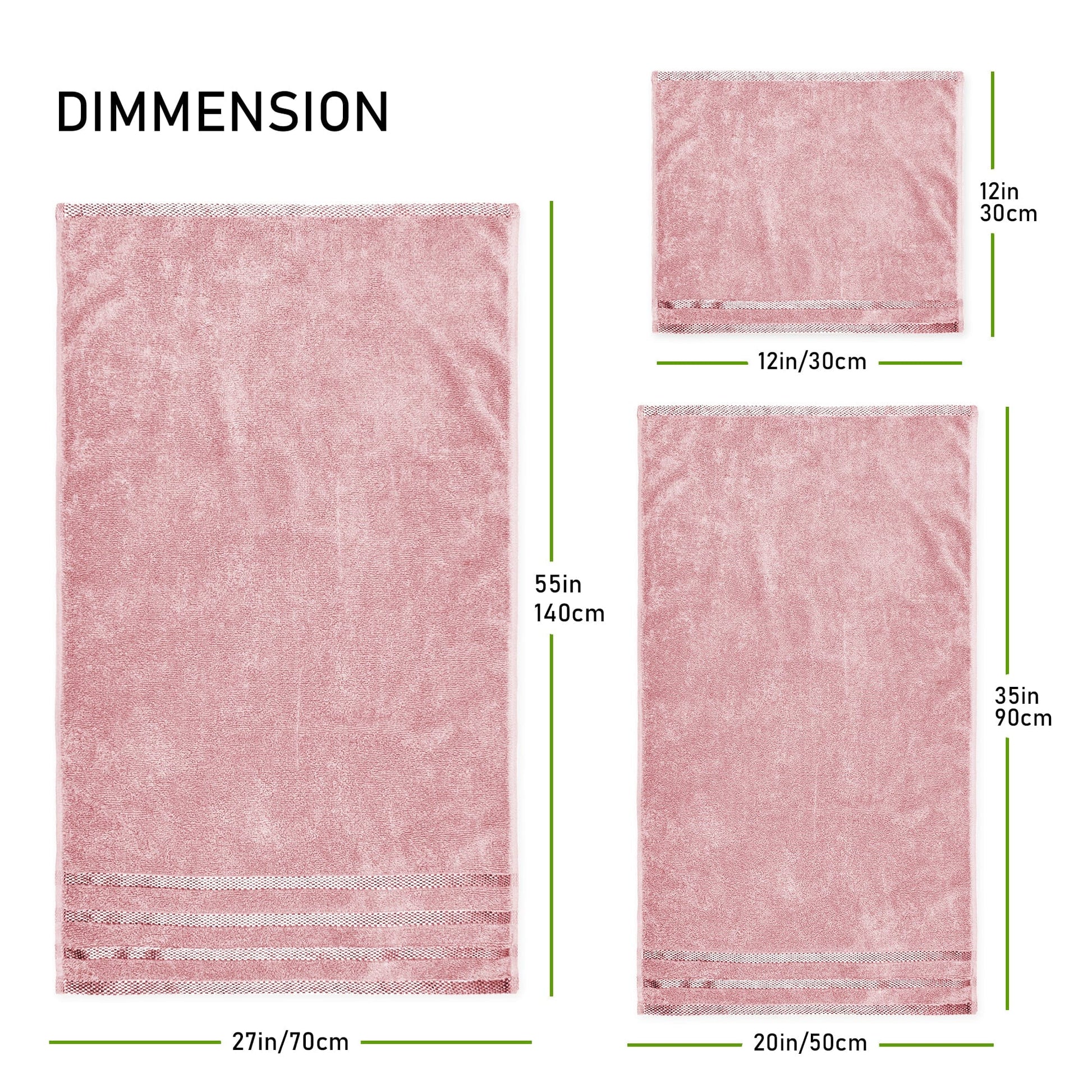 Belmont Viscose Stripe Pink Towels 100% Cotton Hotel Quality Super Absorbent 10 Piece Bale Set 4 Hand Towel & 12 Face