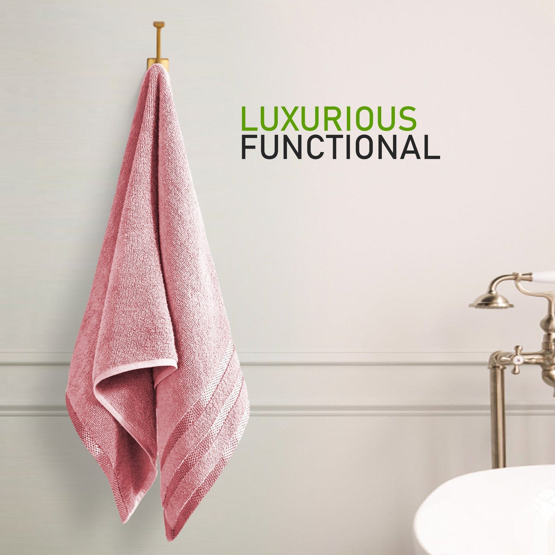 Belmont Viscose Stripe Pink Towels 100% Cotton Hotel Quality Super Absorbent 10 Piece Bale Set 4 Hand Towel & 12 Face