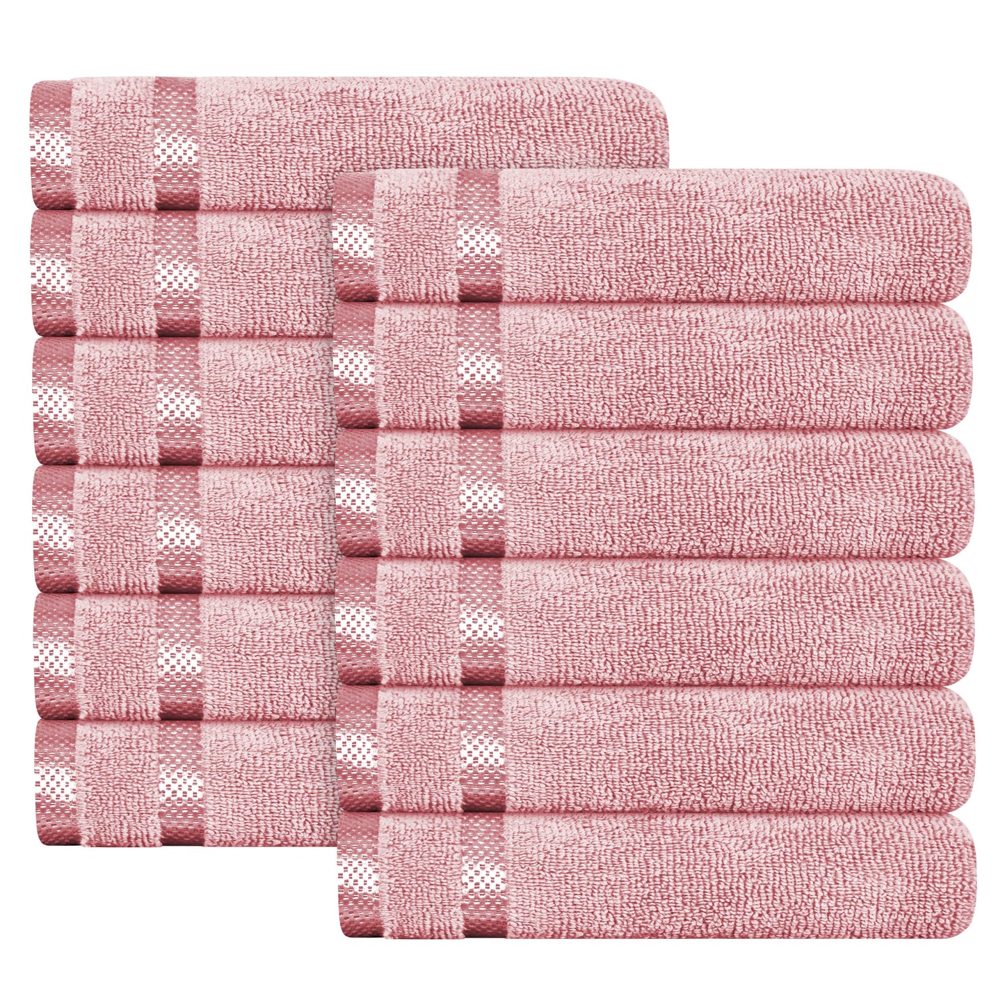 Belmont Viscose Stripe Pink Towels 100% Cotton Hotel Quality Super Absorbent 10 Piece Bale Set 4 Hand Towel & 12 Face