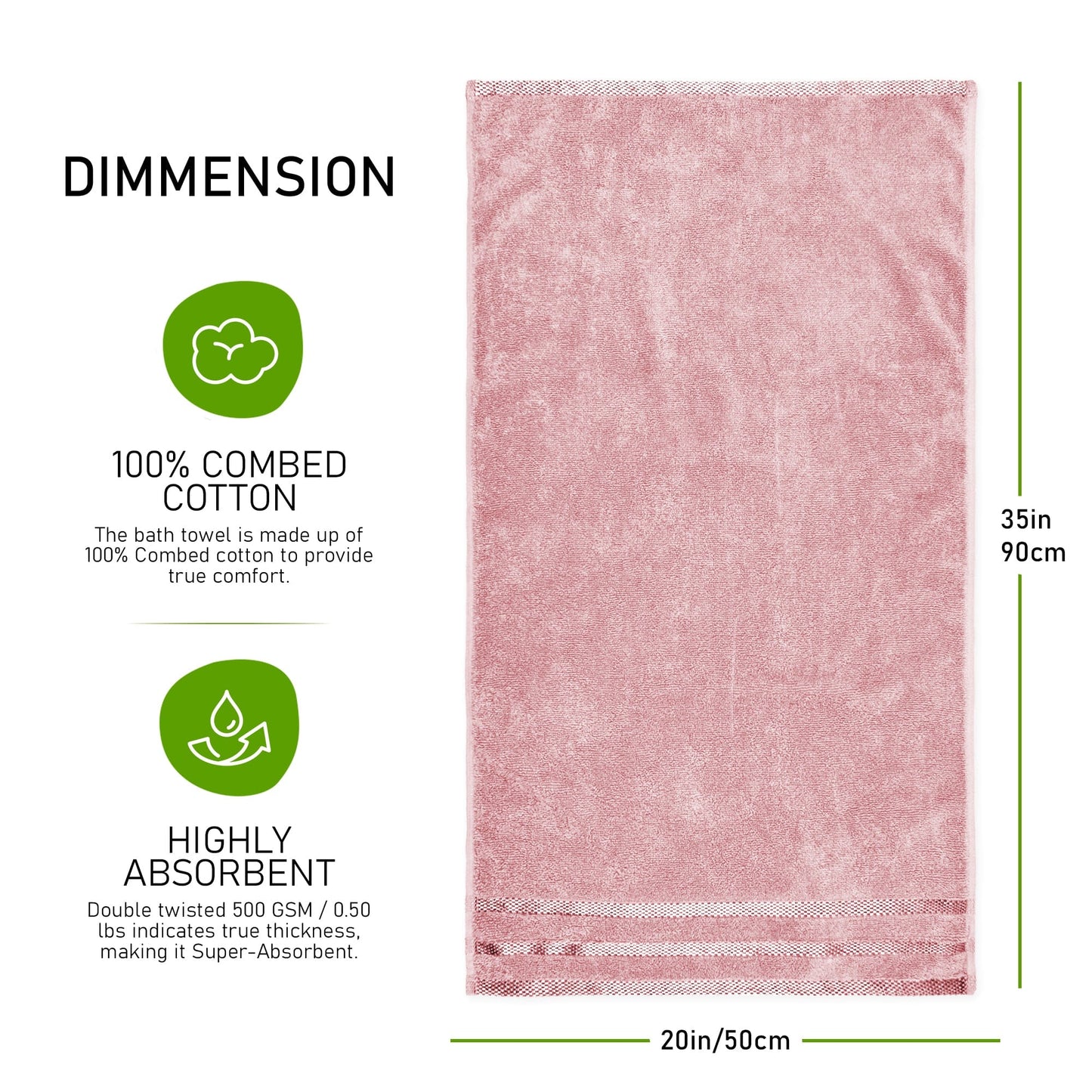 Belmont Viscose Stripe Pink Towels 100% Cotton Hotel Quality Super Absorbent 10 Piece Bale Set 4 Hand Towel & 12 Face