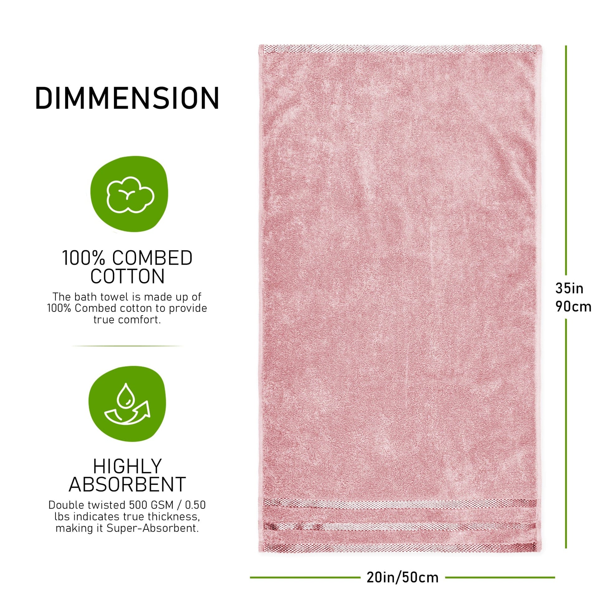 Belmont Viscose Stripe Pink Towels 100% Cotton Hotel Quality Super Absorbent 10 Piece Bale Set 4 Hand Towel & 12 Face