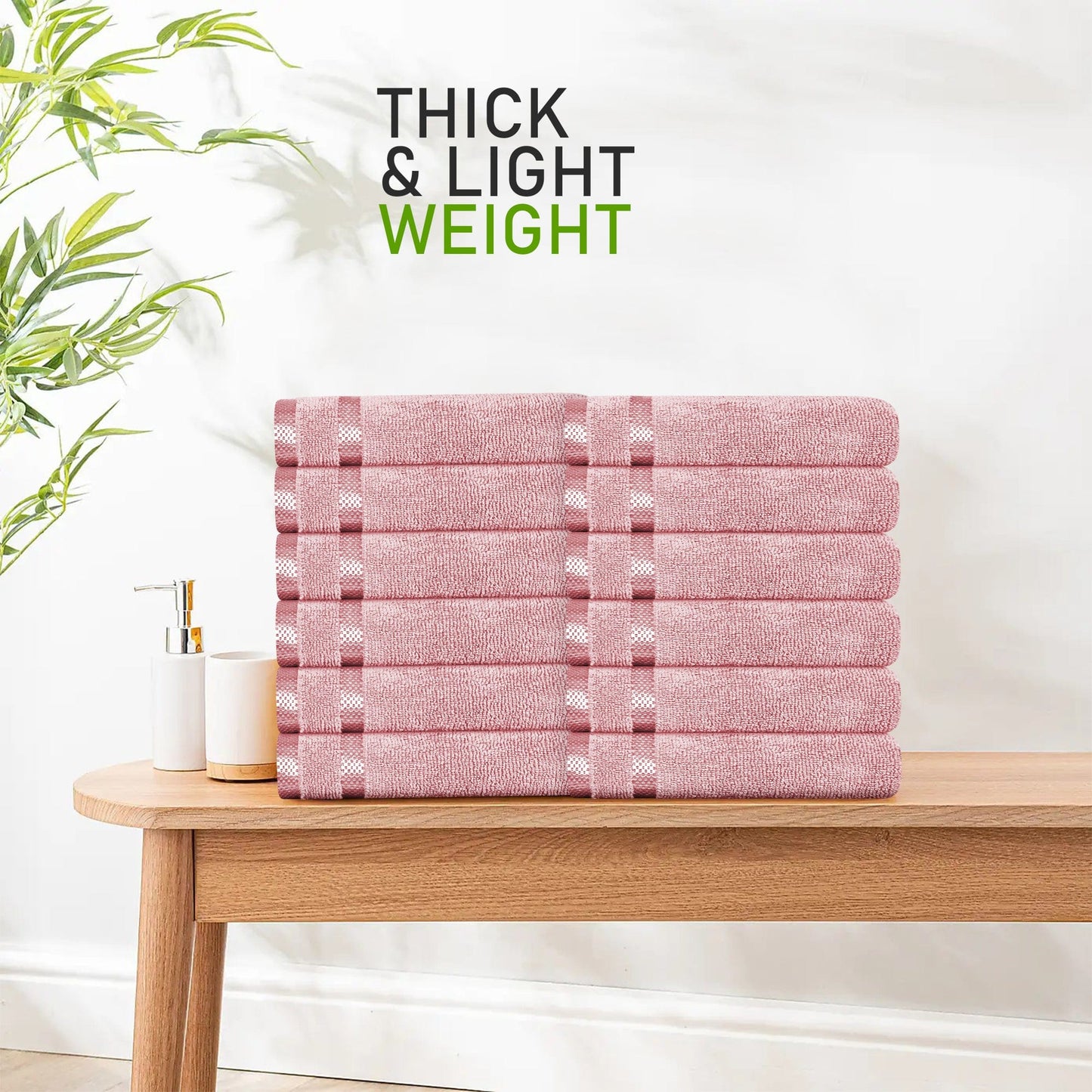 Belmont Viscose Stripe Pink Towels 100% Cotton Hotel Quality Super Absorbent 10 Piece Bale Set 4 Hand Towel & 12 Face