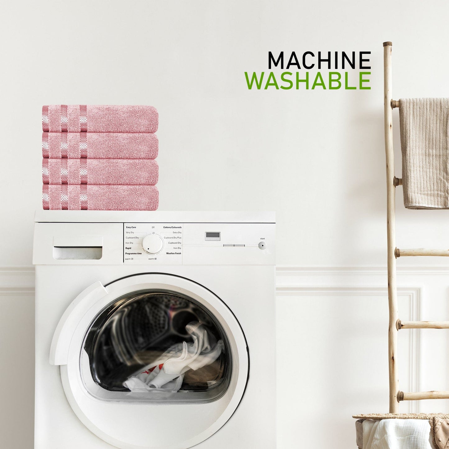 Belmont Viscose Stripe Pink Towels 100% Cotton Hotel Quality Super Absorbent 10 Piece Bale Set 4 Hand Towel & 12 Face