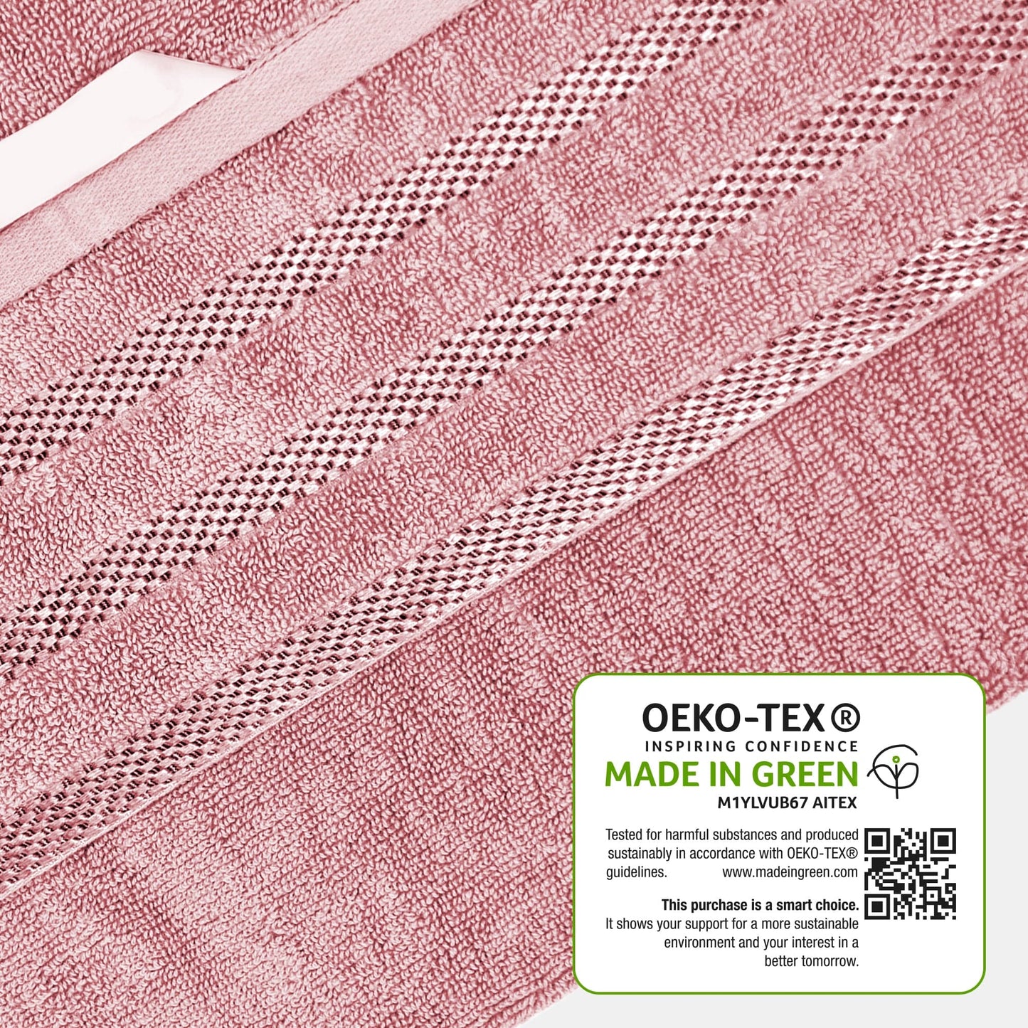 Belmont Viscose Stripe Pink Towels 100% Cotton Hotel Quality Super Absorbent 10 Piece Bale Set 4 Hand Towel & 12 Face