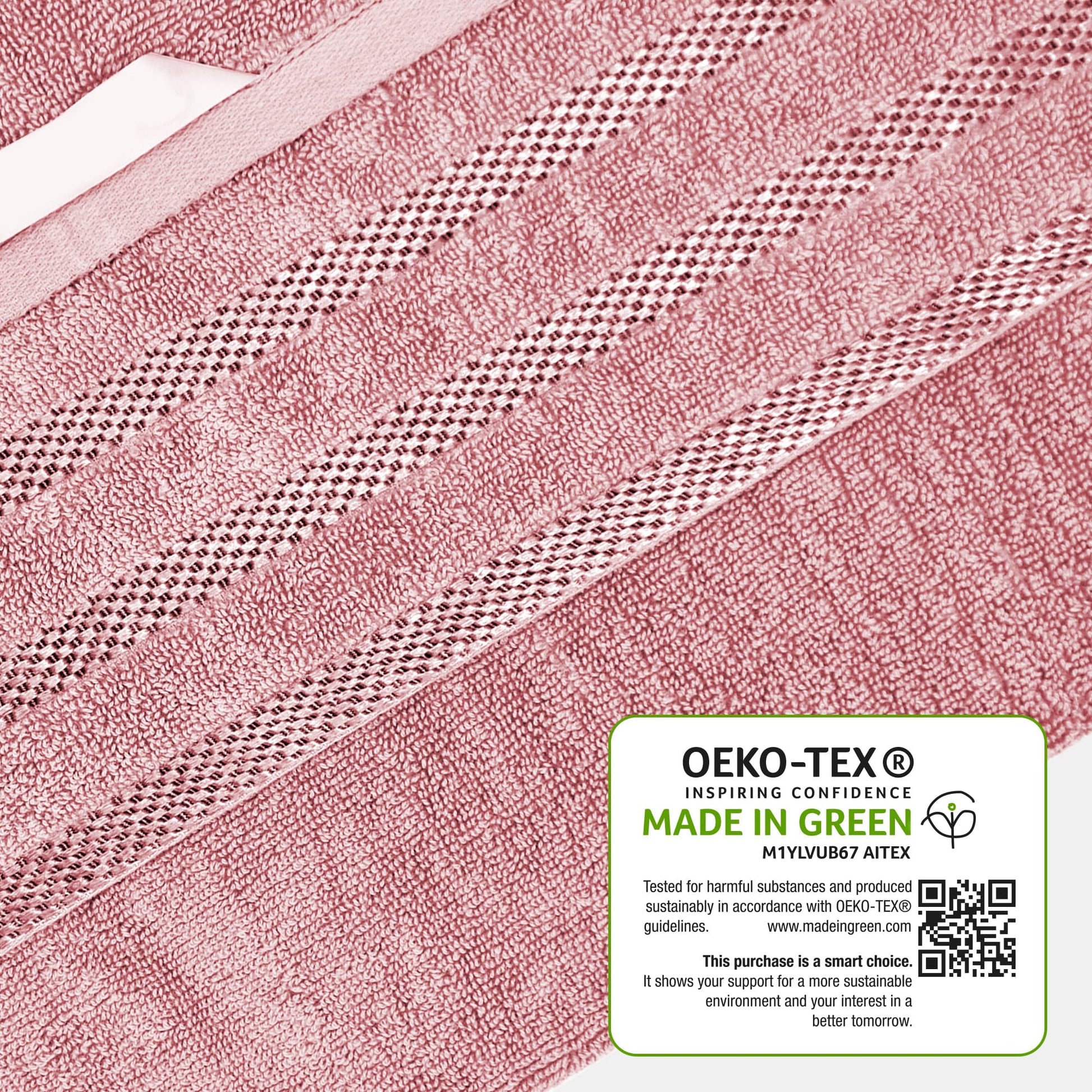 Belmont Viscose Stripe Pink Towels 100% Cotton Hotel Quality Super Absorbent 10 Piece Bale Set 4 Hand Towel & 12 Face