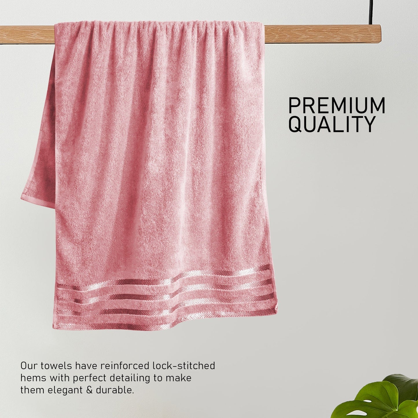 Belmont Viscose Stripe Pink Towels 100% Cotton Hotel Quality Super Absorbent 10 Piece Bale Set 4 Hand Towel & 12 Face