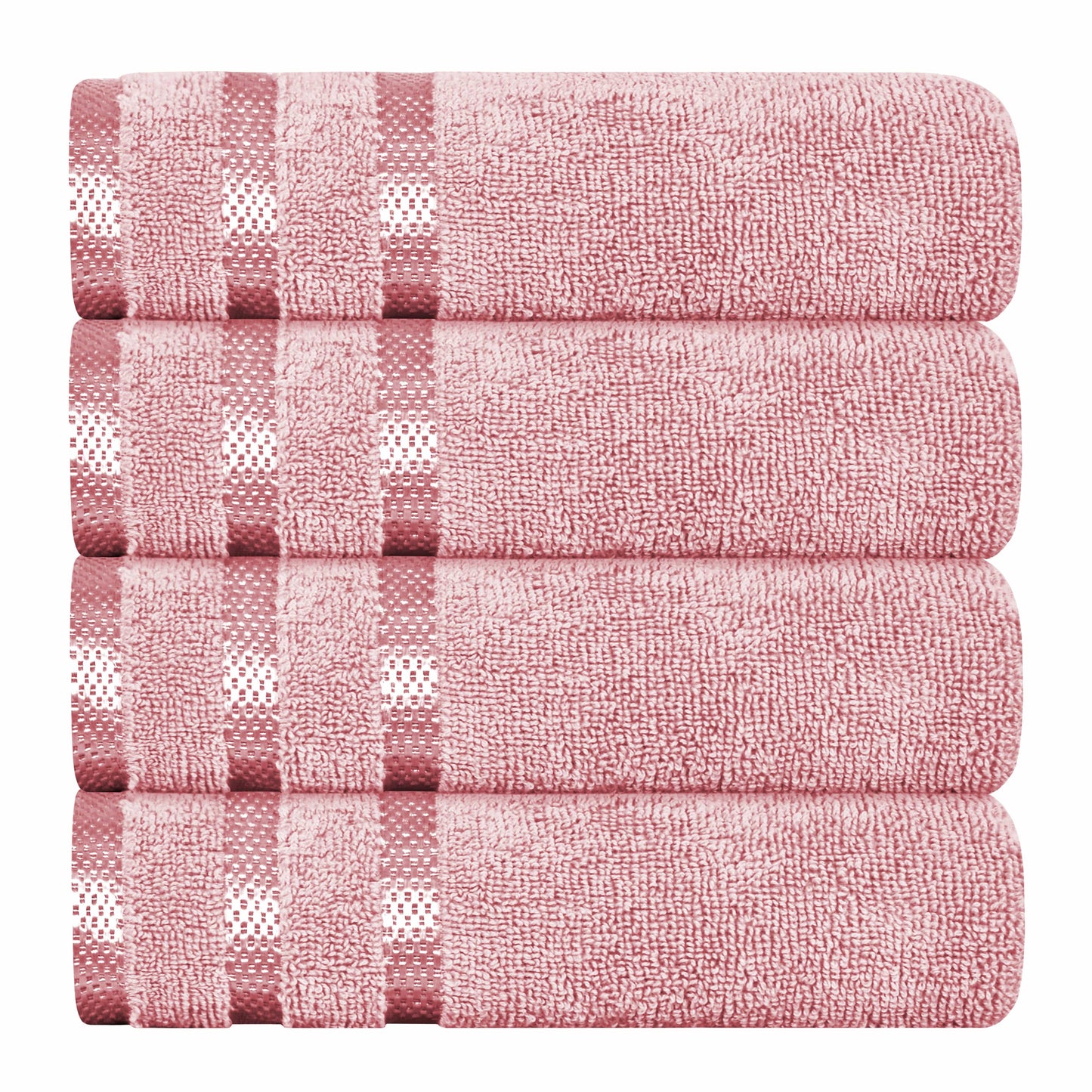 Belmont Viscose Stripe Pink Towels 100% Cotton Hotel Quality Super Absorbent 10 Piece Bale Set 4 Hand Towel & 12 Face