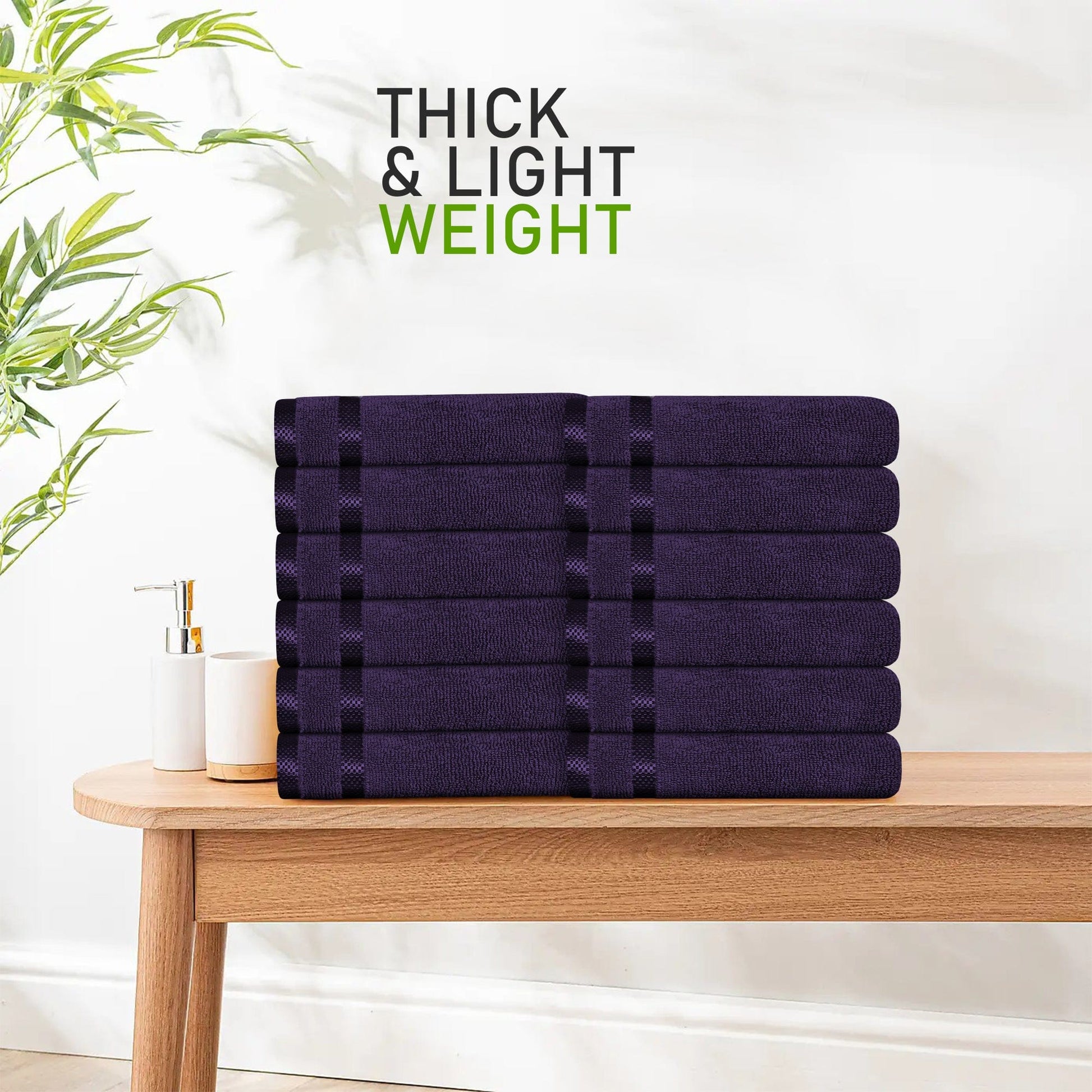 Belmont Viscose Stripe Purple Towels 100% Cotton Hotel Quality Super Absorbent 10 Piece Bale Set 4 Hand Towel & 12 Face