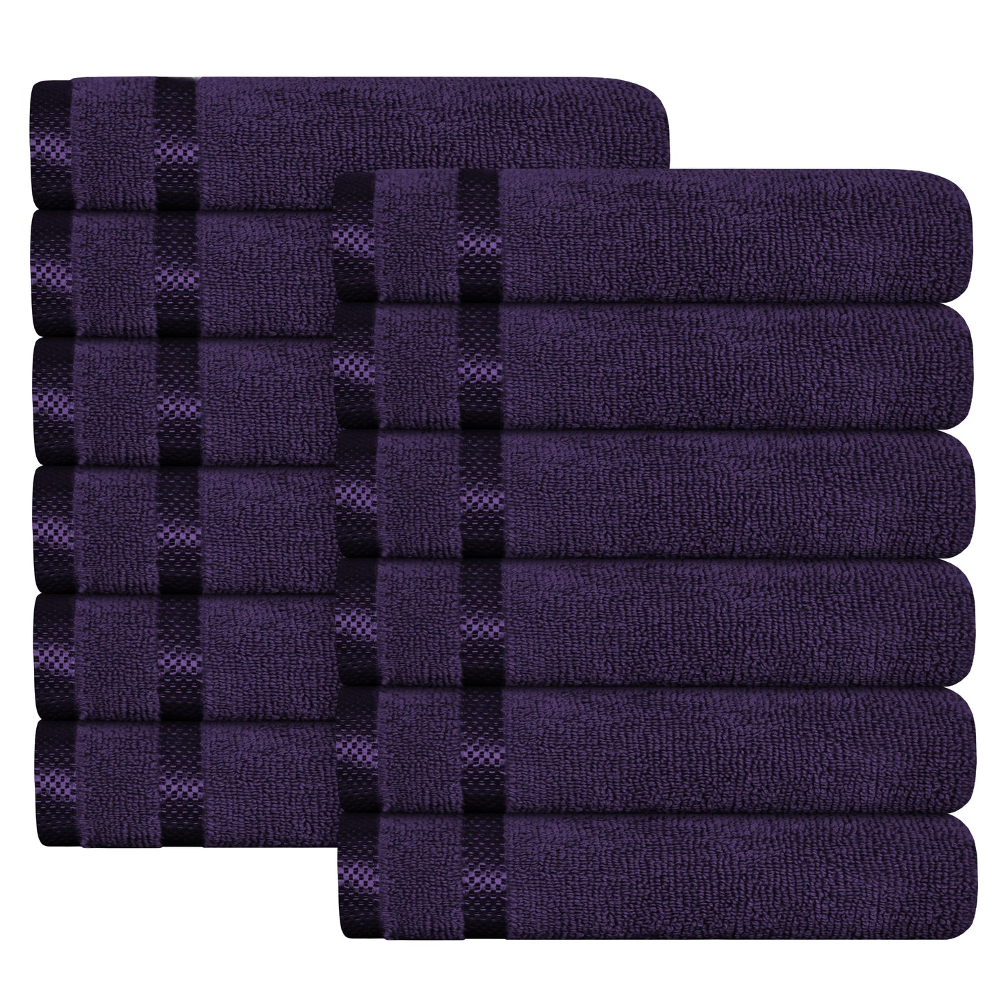 Belmont Viscose Stripe Purple Towels 100% Cotton Hotel Quality Super Absorbent 10 Piece Bale Set 4 Hand Towel & 12 Face