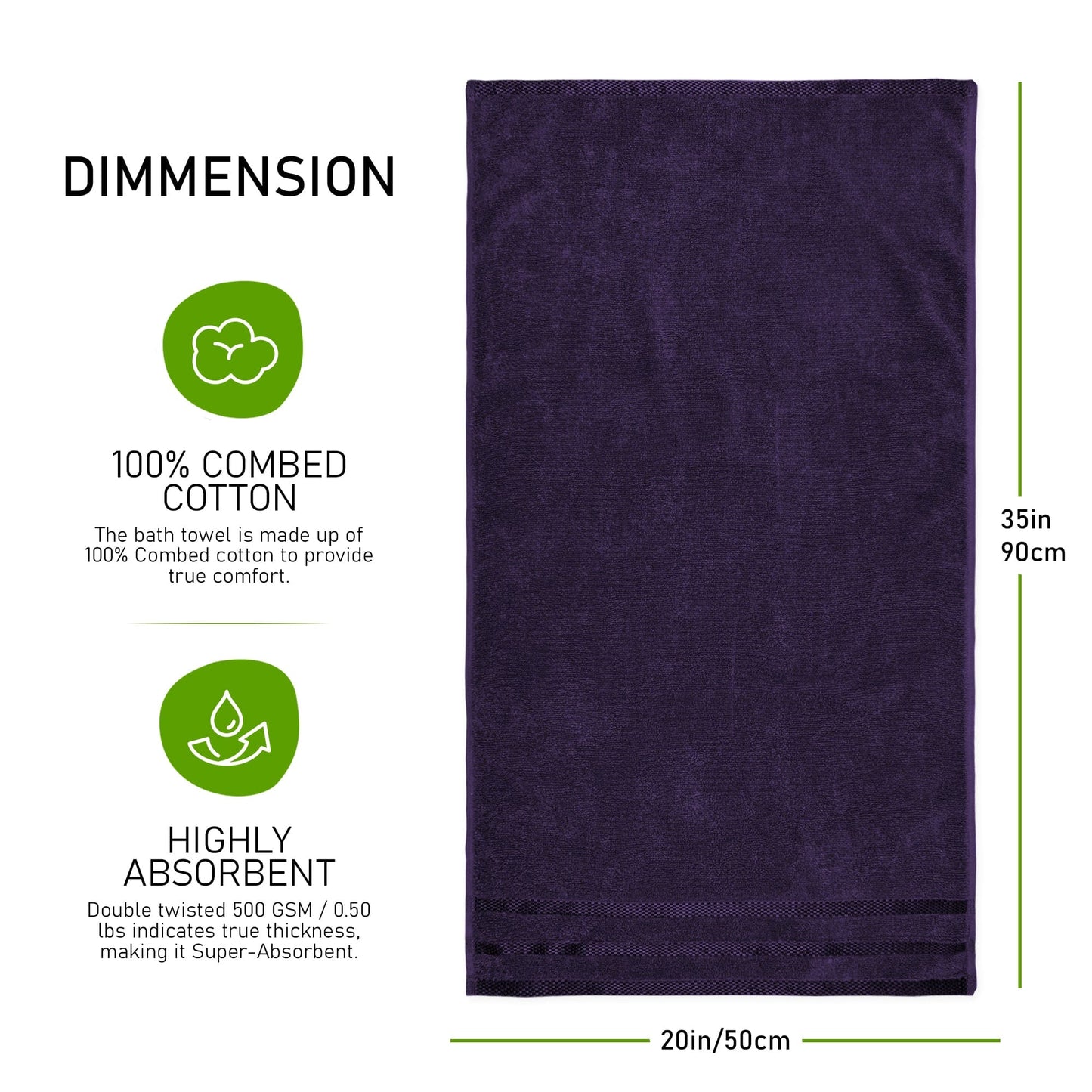 Belmont Viscose Stripe Purple Towels 100% Cotton Hotel Quality Super Absorbent 10 Piece Bale Set 4 Hand Towel & 12 Face