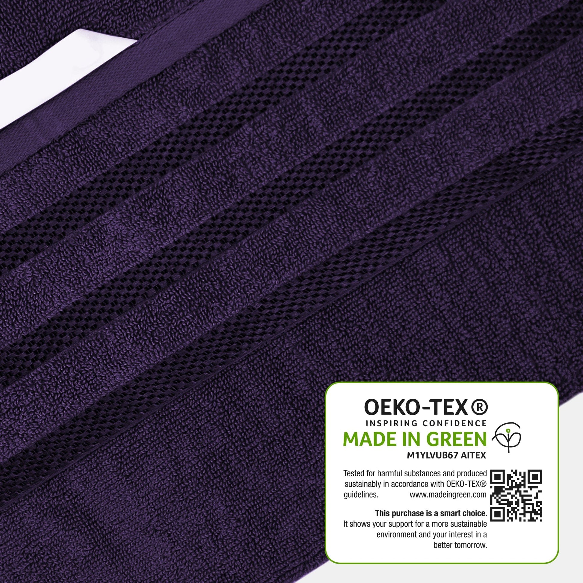 Belmont Viscose Stripe Purple Towels 100% Cotton Hotel Quality Super Absorbent 10 Piece Bale Set 4 Hand Towel & 12 Face