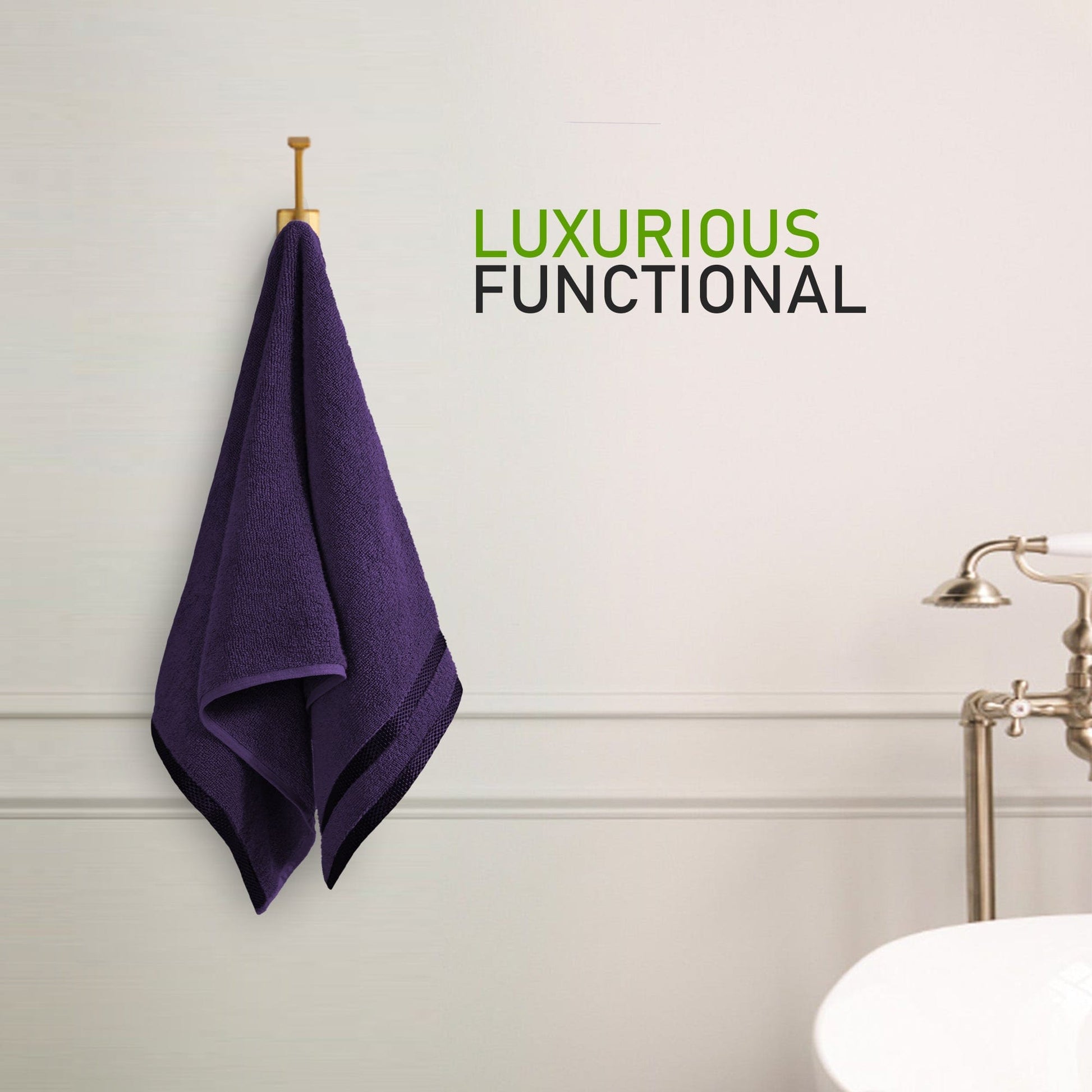 Belmont Viscose Stripe Purple Towels 100% Cotton Hotel Quality Super Absorbent 10 Piece Bale Set 4 Hand Towel & 12 Face