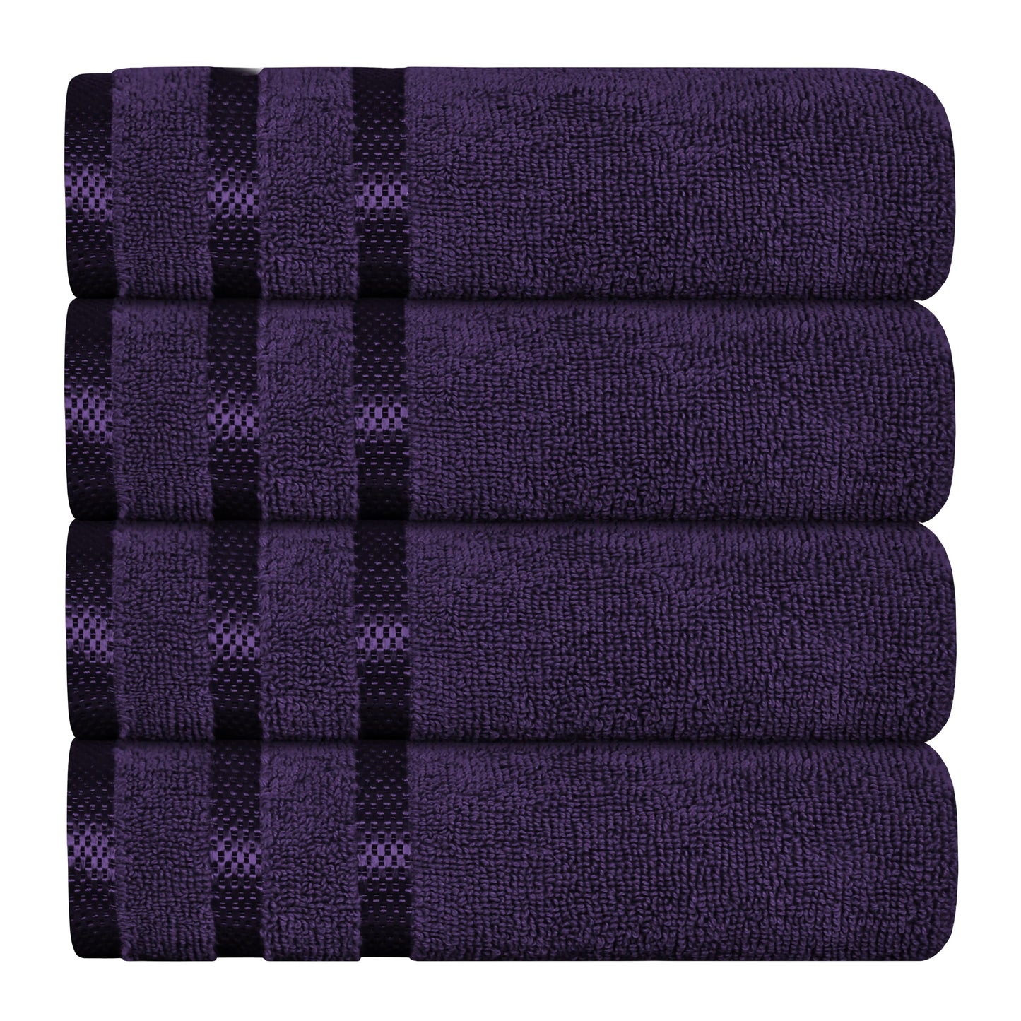 Belmont Viscose Stripe Purple Towels 100% Cotton Hotel Quality Super Absorbent 10 Piece Bale Set 4 Hand Towel & 12 Face