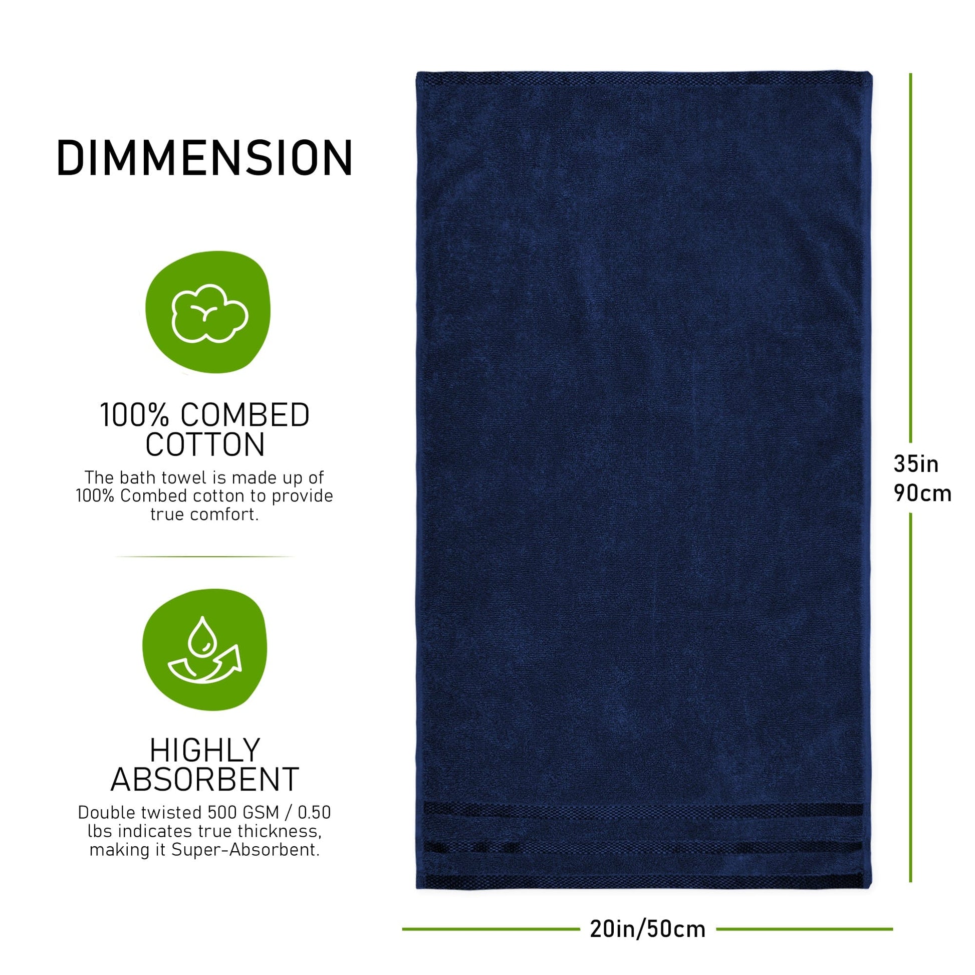 Belmont Viscose Stripe Royal Blue Towels 100% Cotton Hotel Quality Super Absorbent 10 Piece Bale Set 4 Hand Towel & 12