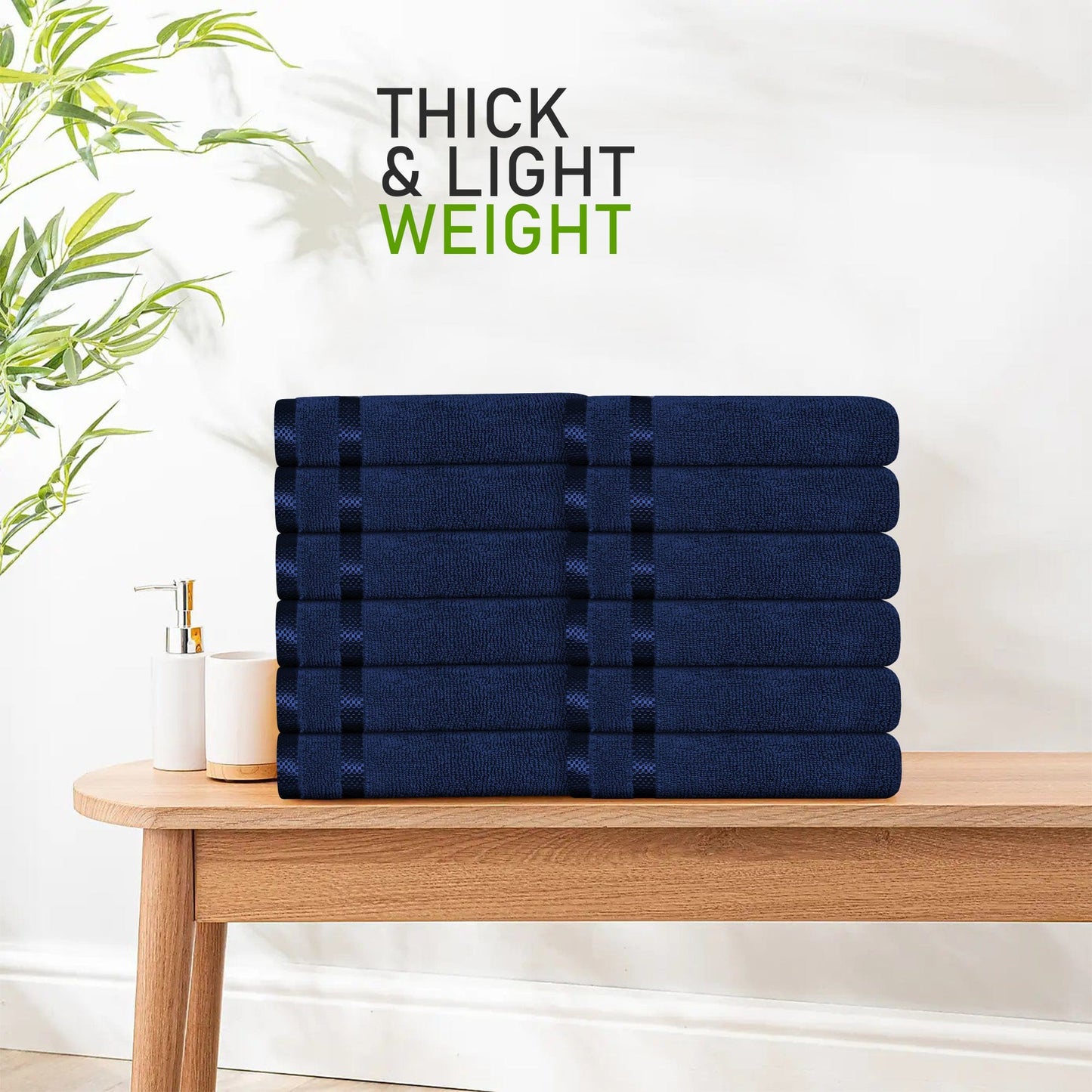 Belmont Viscose Stripe Royal Blue Towels 100% Cotton Hotel Quality Super Absorbent 10 Piece Bale Set 4 Hand Towel & 12