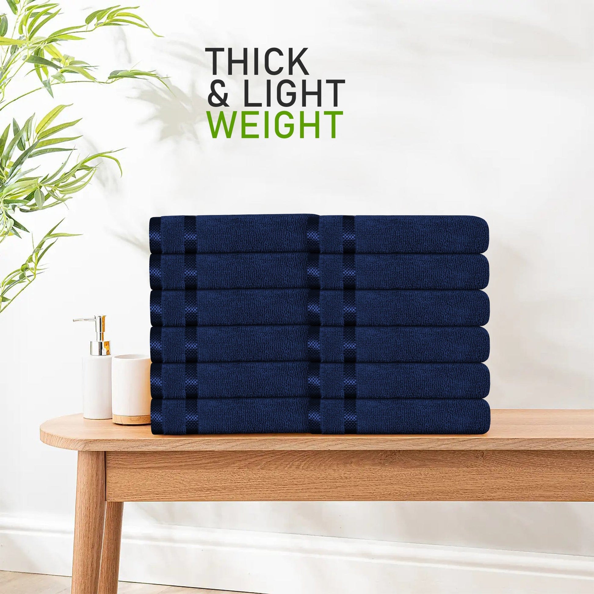 Belmont Viscose Stripe Royal Blue Towels 100% Cotton Hotel Quality Super Absorbent 10 Piece Bale Set 4 Hand Towel & 12