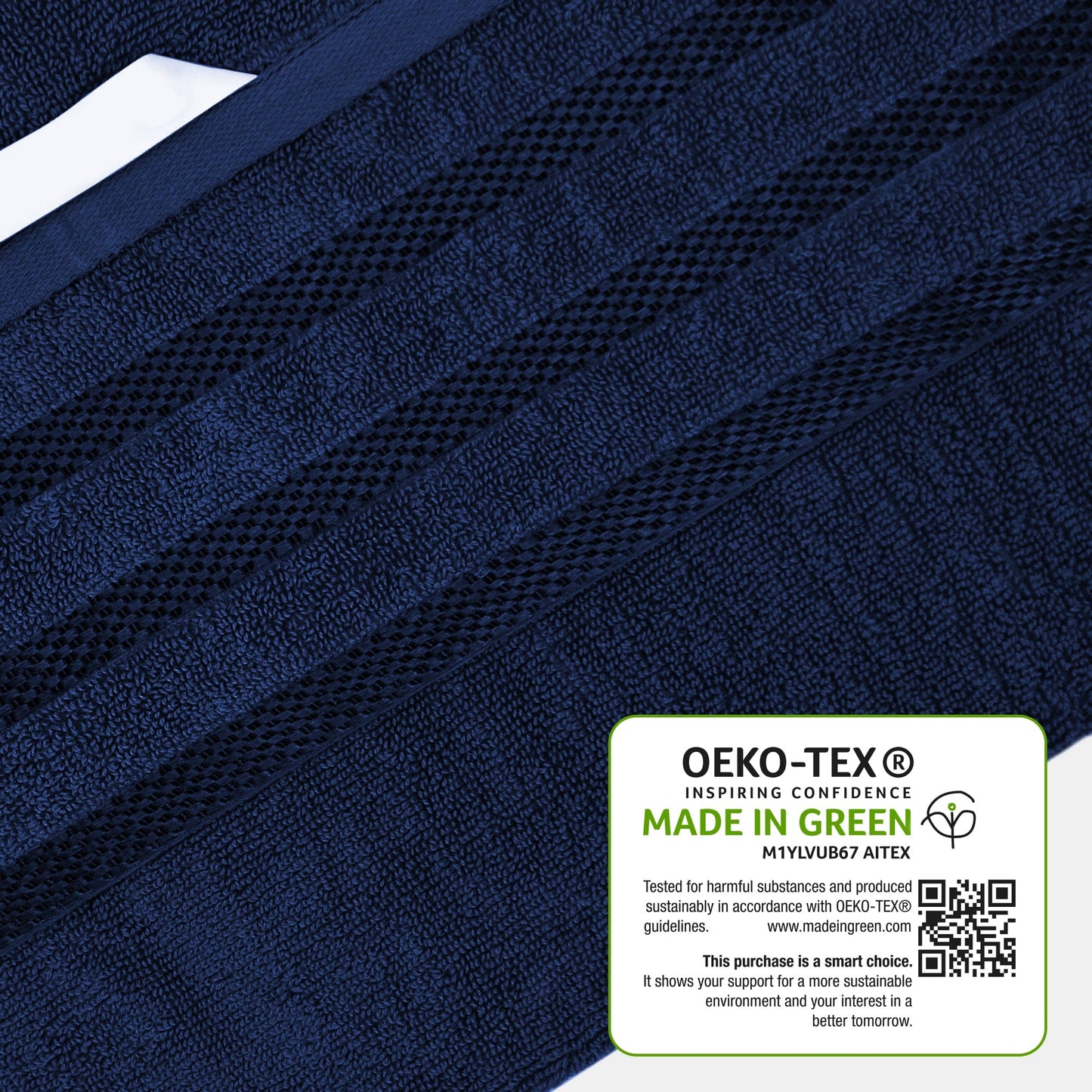 Belmont Viscose Stripe Royal Blue Towels 100% Cotton Hotel Quality Super Absorbent 10 Piece Bale Set 4 Hand Towel & 12