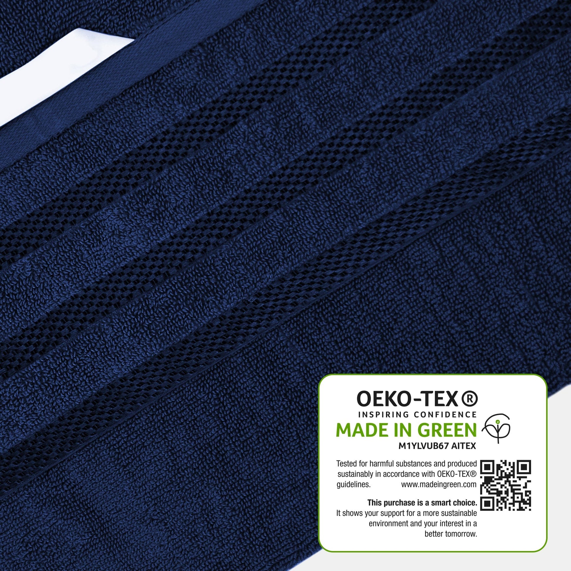 Belmont Viscose Stripe Royal Blue Towels 100% Cotton Hotel Quality Super Absorbent 10 Piece Bale Set 4 Hand Towel & 12