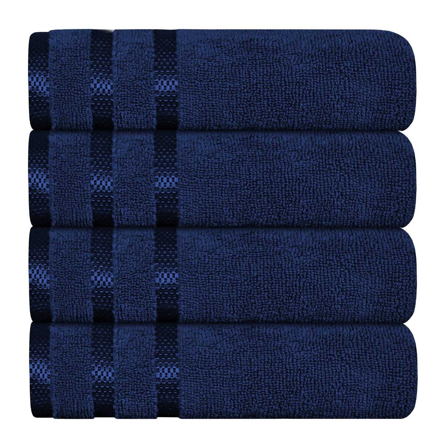 Belmont Viscose Stripe Royal Blue Towels 100% Cotton Hotel Quality Super Absorbent 10 Piece Bale Set 4 Hand Towel & 12