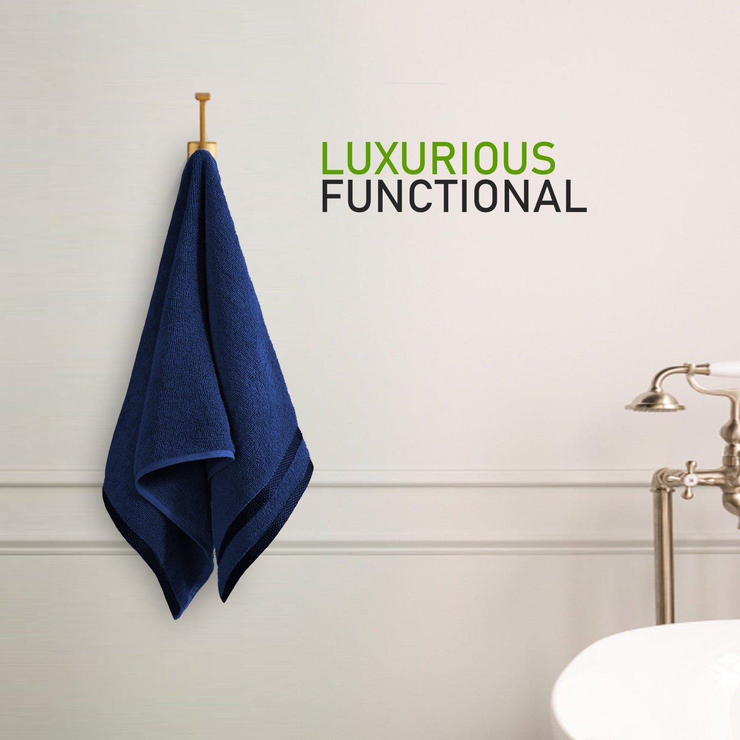 Belmont Viscose Stripe Royal Blue Towels 100% Cotton Hotel Quality Super Absorbent 10 Piece Bale Set 4 Hand Towel & 12