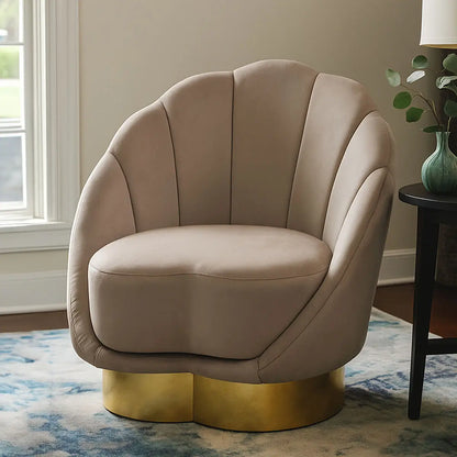 Biarritz Mink Velvet Chair with Gold Finish Base