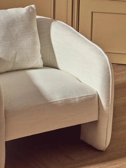 Bilani Cream Linen Effect Curved Chair