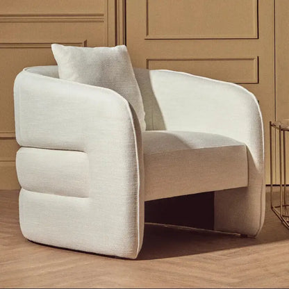 Bilani Cream Linen Effect Curved Chair