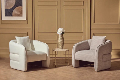 Bilani Cream Linen Effect Curved Chair
