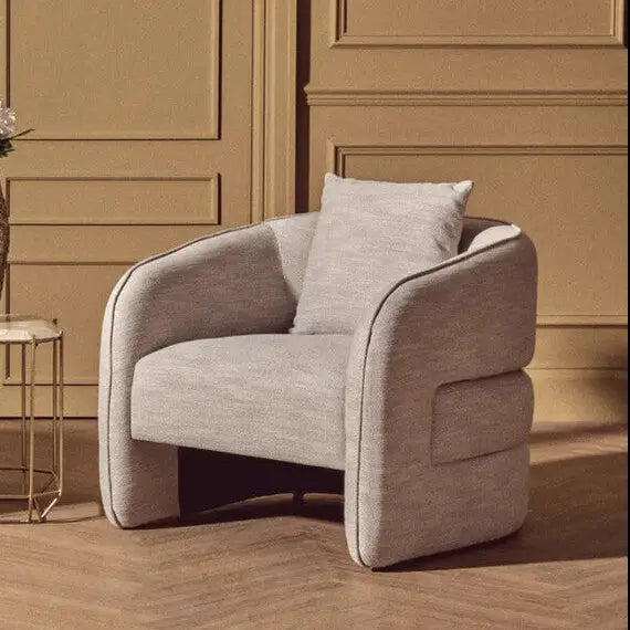 Bilani Grey Linen Effect Curved Chair