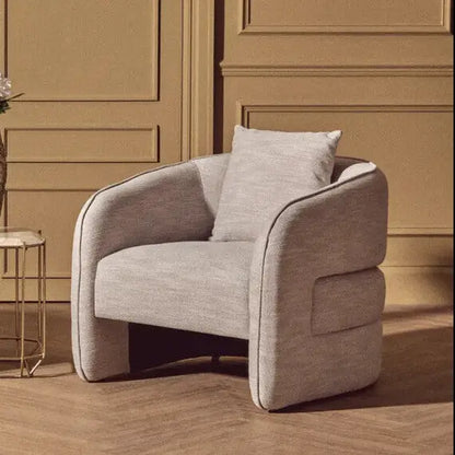 Bilani Grey Linen Effect Curved Chair