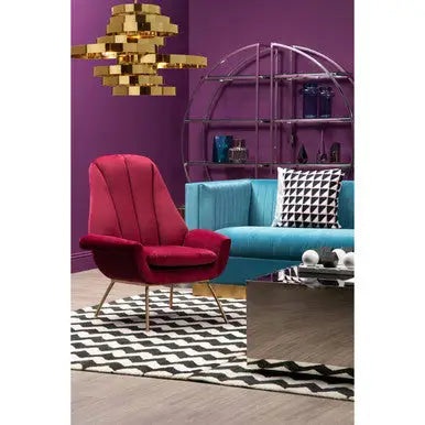 Billi Wine Velvet Lounge Chair
