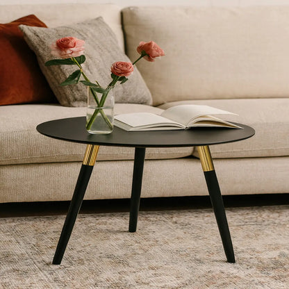 Black and Gold Round Coffee Table, Nostra